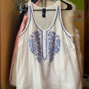 White and blue blouse